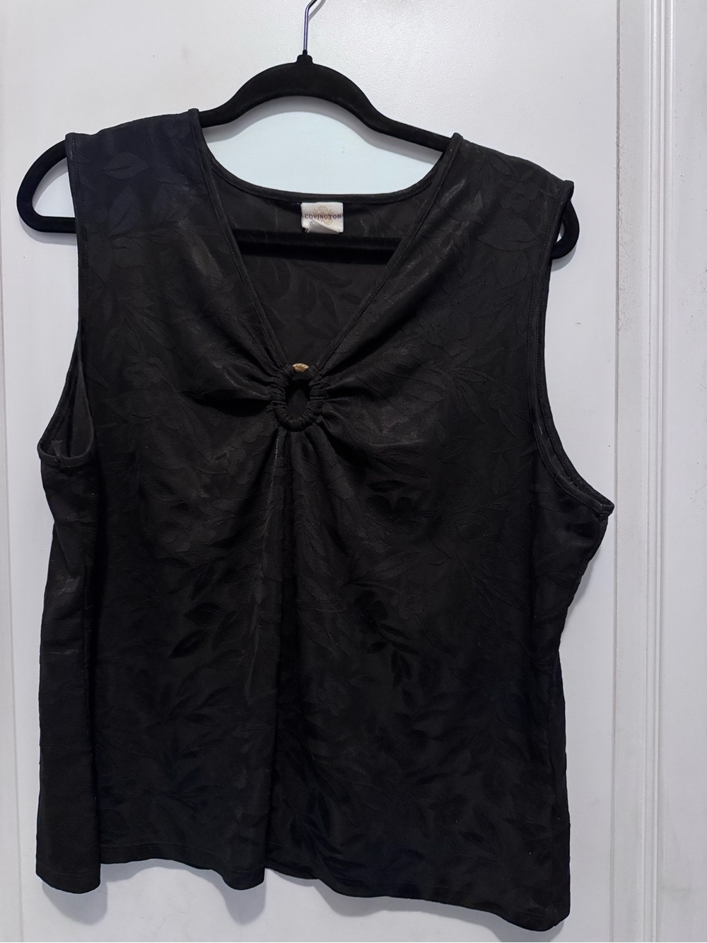 Covington Black Sleeveless Ring-Detail Tank Top